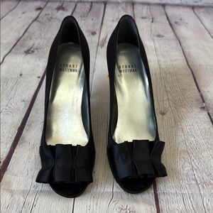 Stuart Weitzman Black Peep-Toe Heels